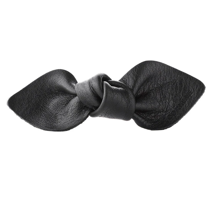 Corinne Leather Bow Small On Hair Clip Black 1 Corinne Leather Bow Small On Hair Clip Black