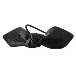 Corinne Leather Bow Big Hair Tie Black