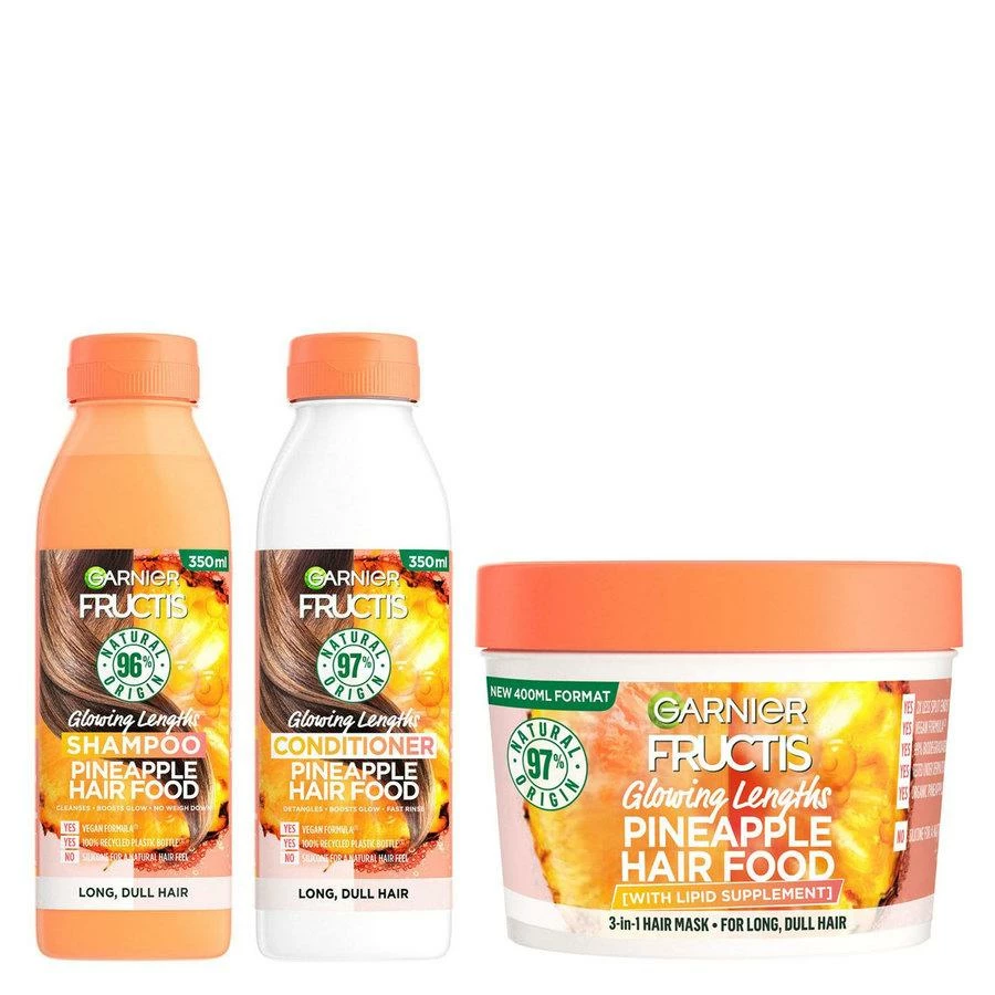 Garnier Hair Food Pineapple Shampoo 350ml + Hair Food Pineapple Conditioner 350ml + Hair Food Pineapple Mask 400ml 1 Garnier Hair Food Pineapple Shampoo 350ml + Hair Food Pineapple Conditioner 350ml + Hair Food Pineapple Mask 400ml