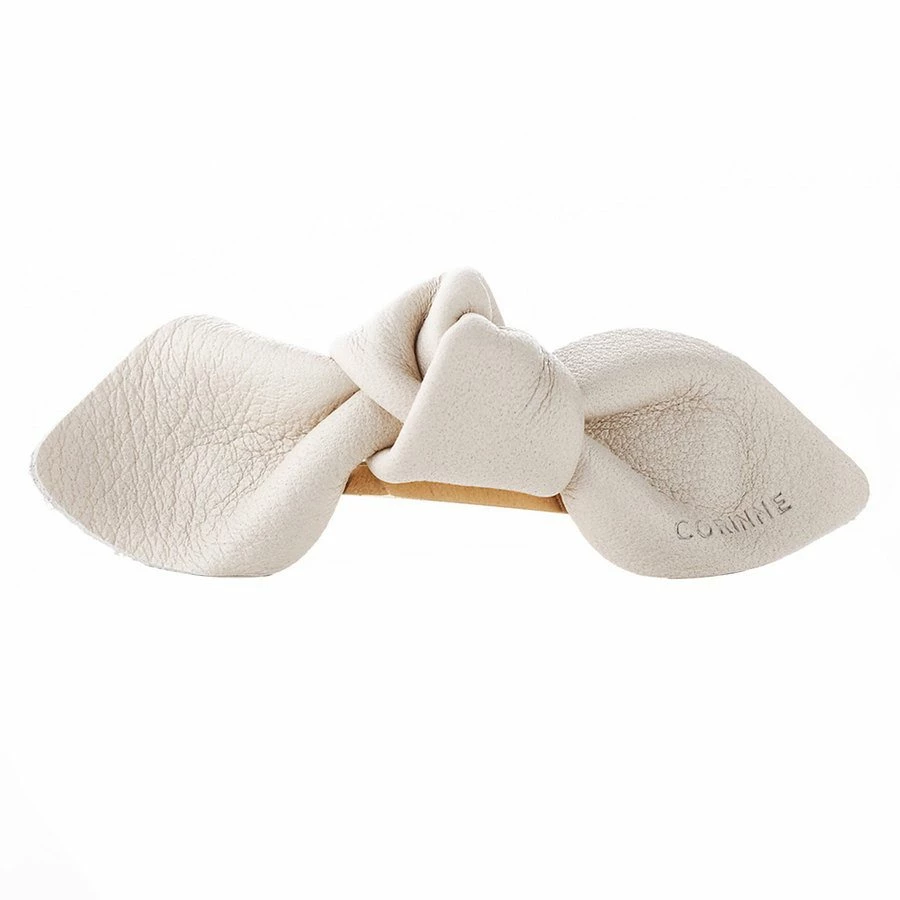 Corinne Leather Bow Small On Hair Clip Cream 1 Corinne Leather Bow Small On Hair Clip Cream