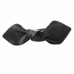 Corinne Leather Bow Big On Hair Clip Black