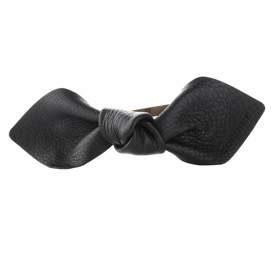 Corinne Leather Bow Big On Hair Clip Black 1 Corinne Leather Bow Big On Hair Clip Black